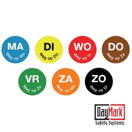 Daymark Safety Systems permanente stickers dag van de week weg op